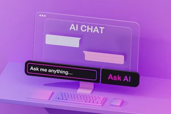 AI receptionist system answering a customer query on a screen