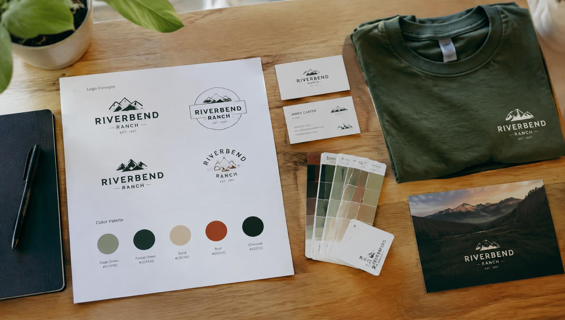 Modern logo design and print materials for a Madera, CA business
