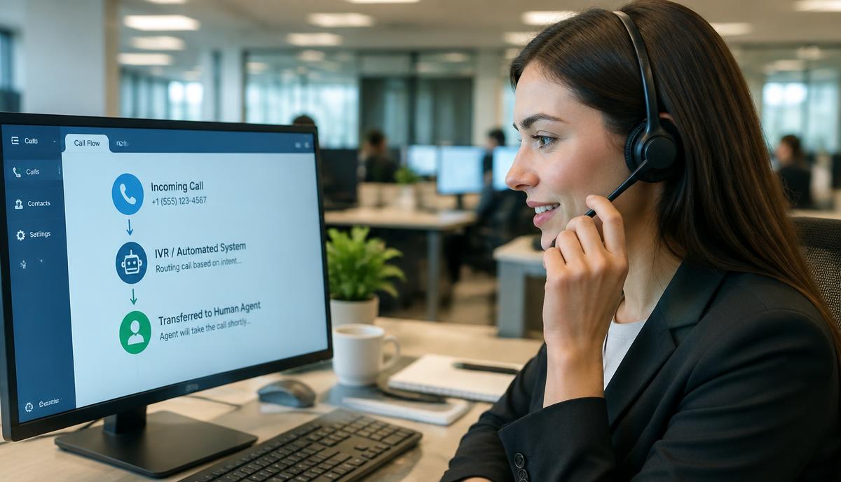 AI call answering service routing a customer to a human employee