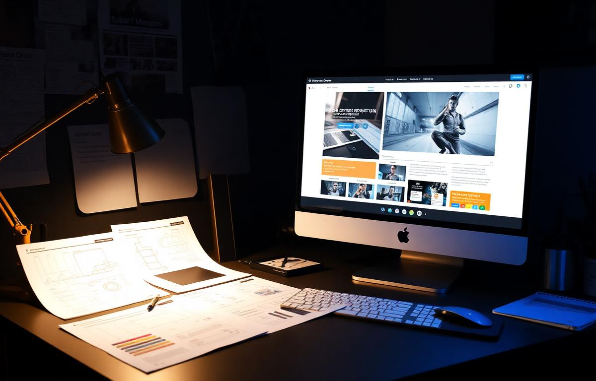 Designer workspace showcasing a custom web design in California