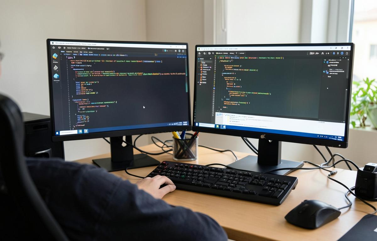 Coding and website development workspace used by a website development company in California.