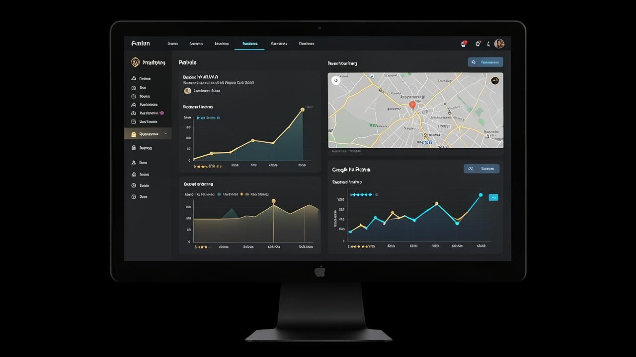 Marketing dashboard showing booked HVAC appointments, Map Pack ranking, and review growth for a Central Valley company
