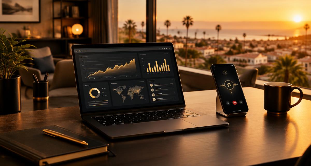 Willix AI marketing and automation dashboard on a laptop in a Clovis, California business office